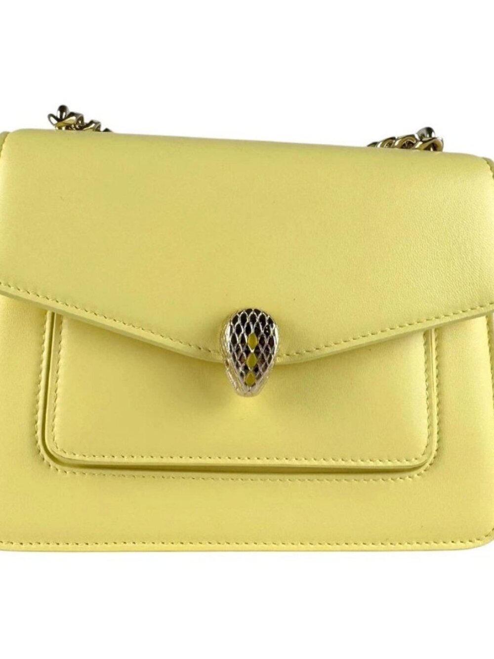 BVLGARI Serpenti Forever Shoulder Bag Handbag Yellow/Gold Leather -